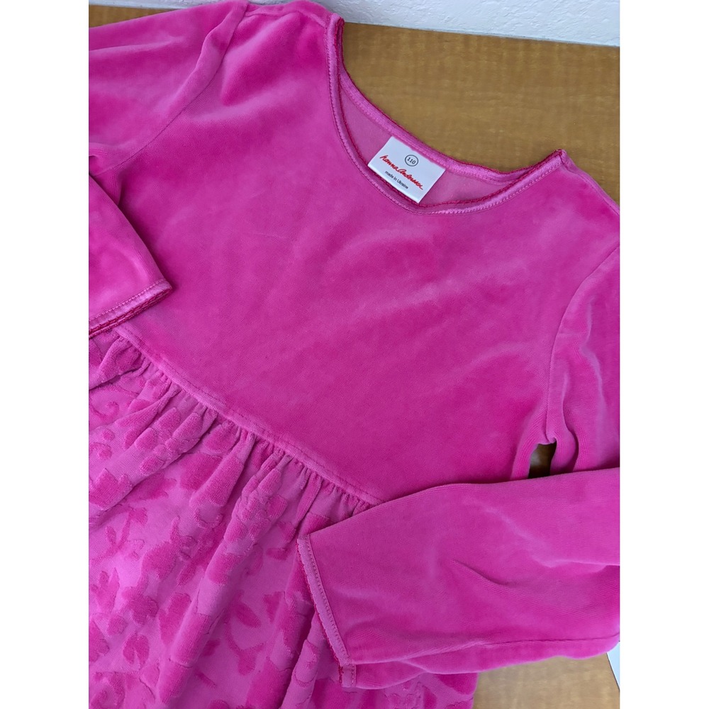 Hanna Andersson Girls Pink Velour Burnout Floral Long Sleeve Dress Size 110 5 6
